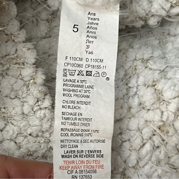 Catamini Polyester Lambs Wool Blend Fuzzy Floral Knit Sweater Girls Size 5 - Picture 6 of 8